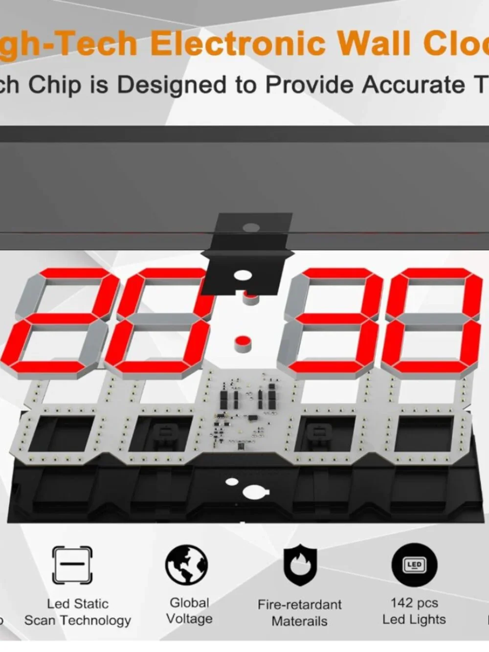 CHKOSDA Large LED Digital Wall Clock Remote Timer Temperature Display NIB